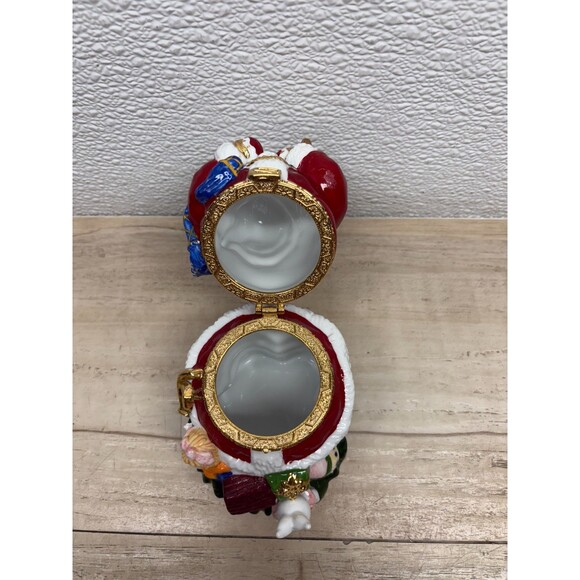 Traditions Porcelain Hand Painted Trinket Box Santa With Toys - Picture 8 of 15